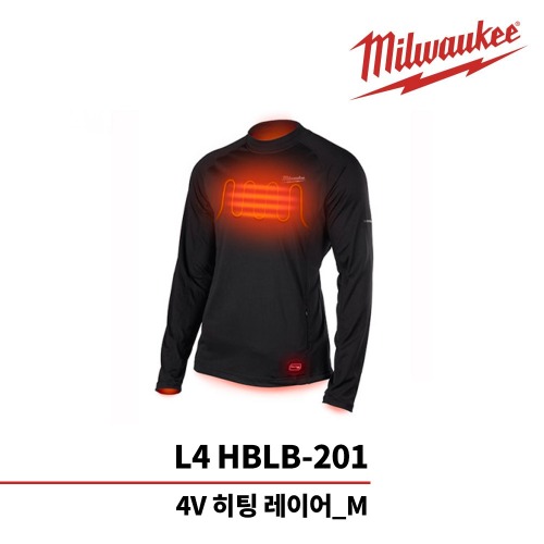 밀워키 L4 HBLB-201 (M) 4V / 2.5Ah 히팅 베이스 레이어 - M,공업사스토어